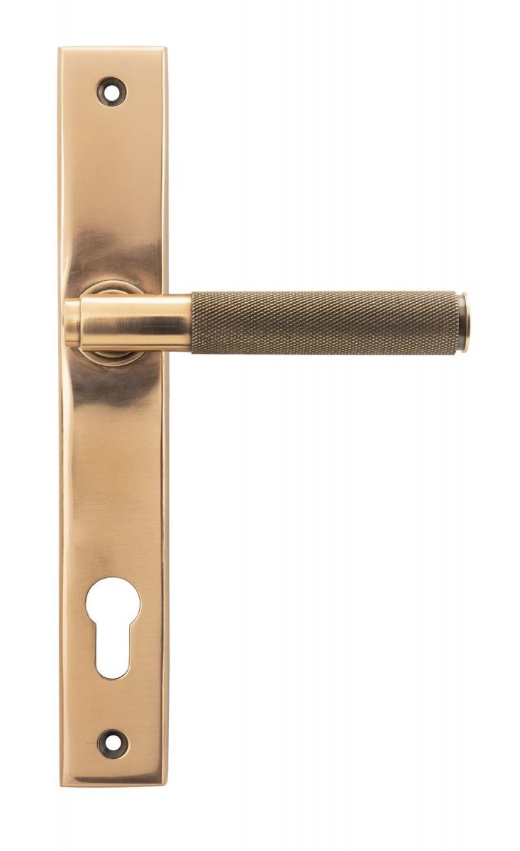 Polished Copper Slimline Espag Lever Door Handle Back