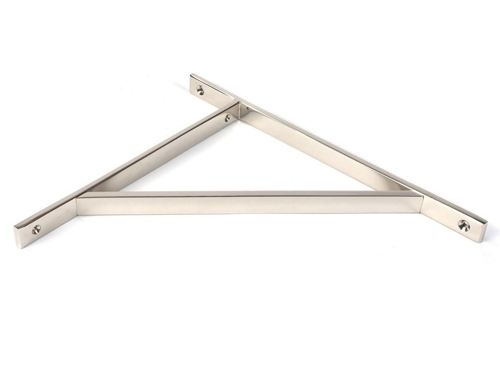 Close-Up of Polished Nickel "Claremont" Traditional Shelf Bracket - 314mm x 250mm