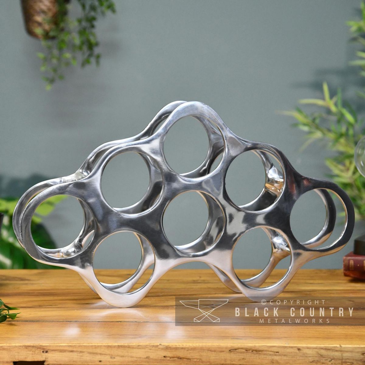 "Cloud" Design Wine Rack in a Polished Nickel