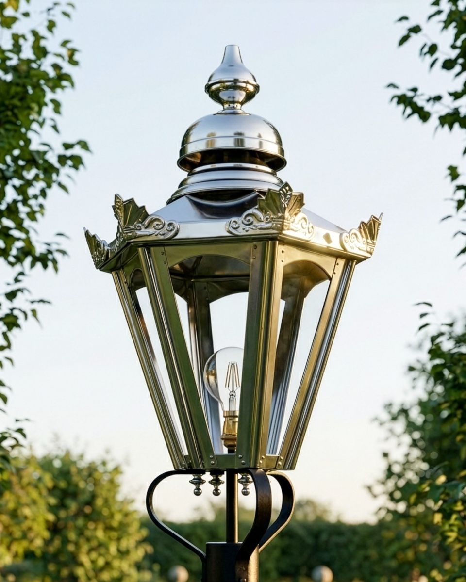 Polished Nickel Concordia Hexagonal Lantern Digital Illustration