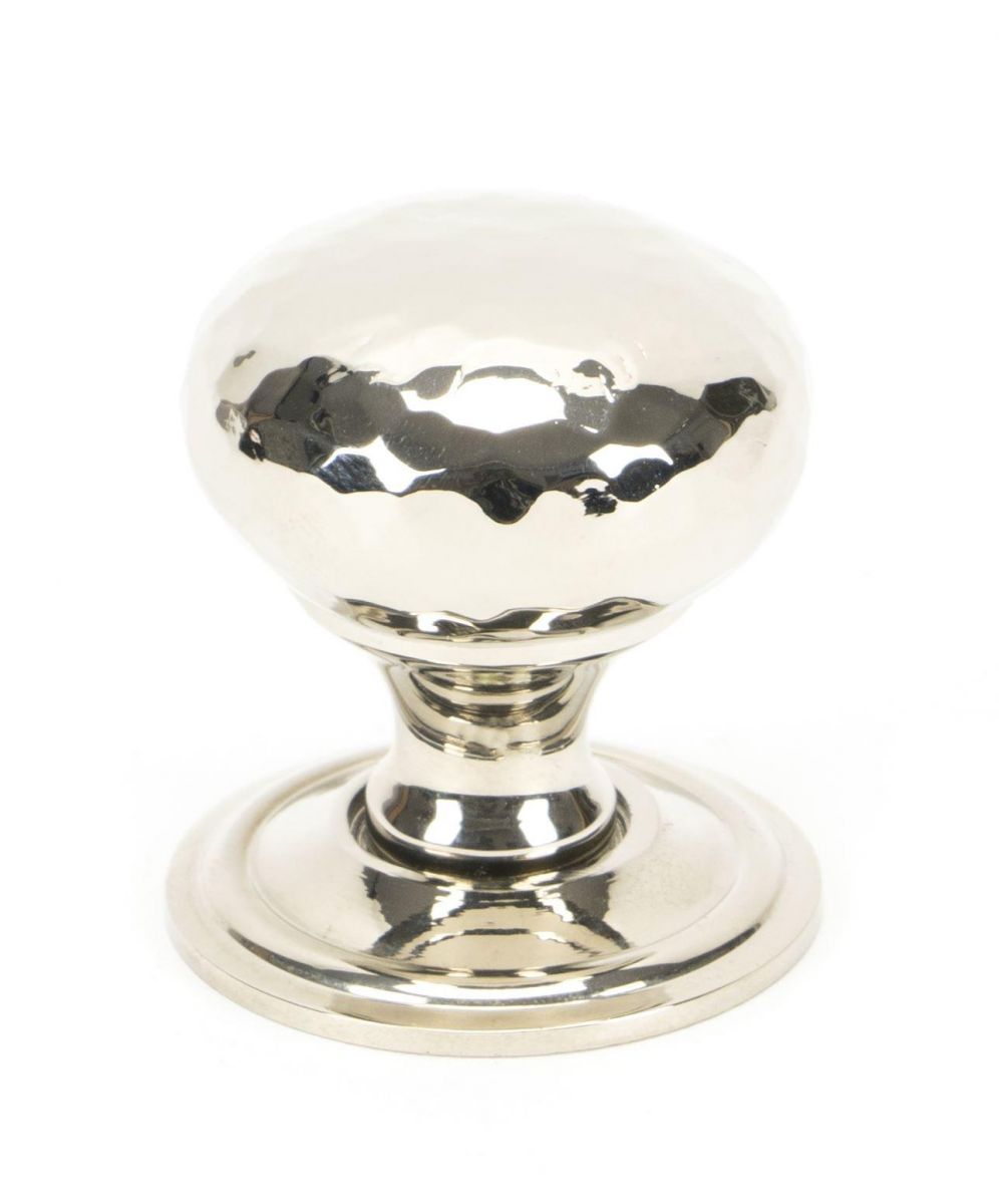 Polished Nickel Hammered Mushroom Cabinet Knob - 32mm