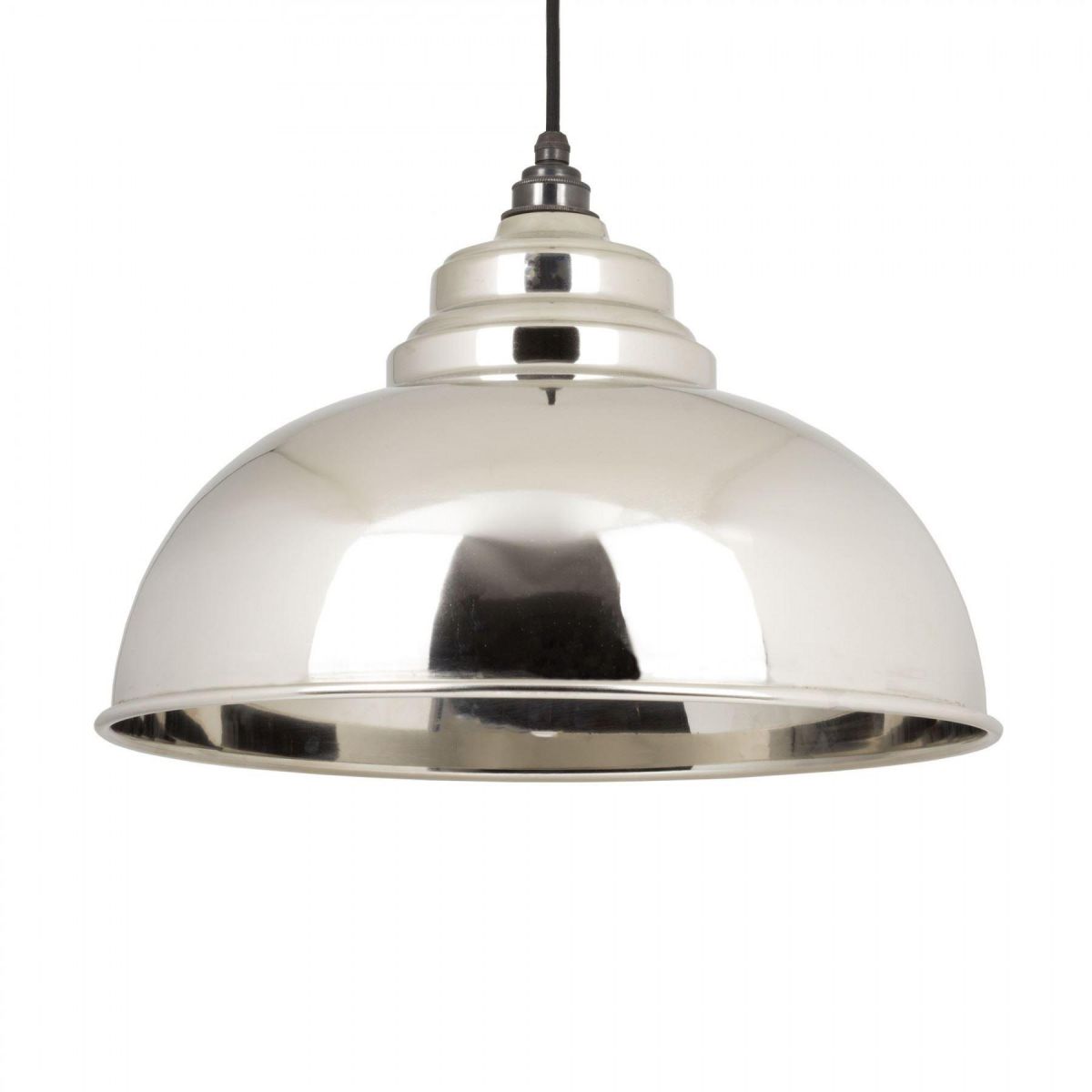 Polished Nickel Curved Interior Hanging Pendant