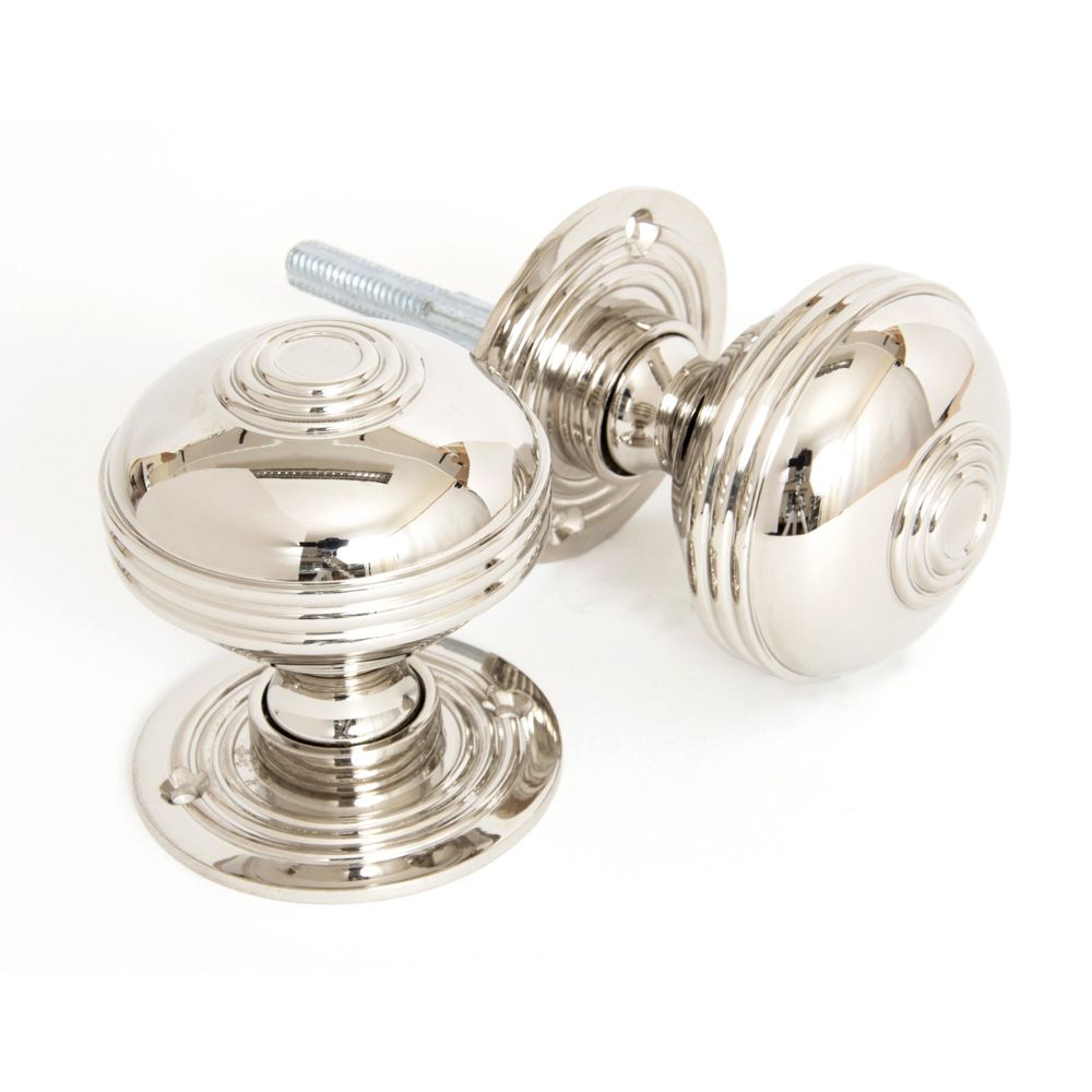 Polished Nickel Ridged Door Knob Set