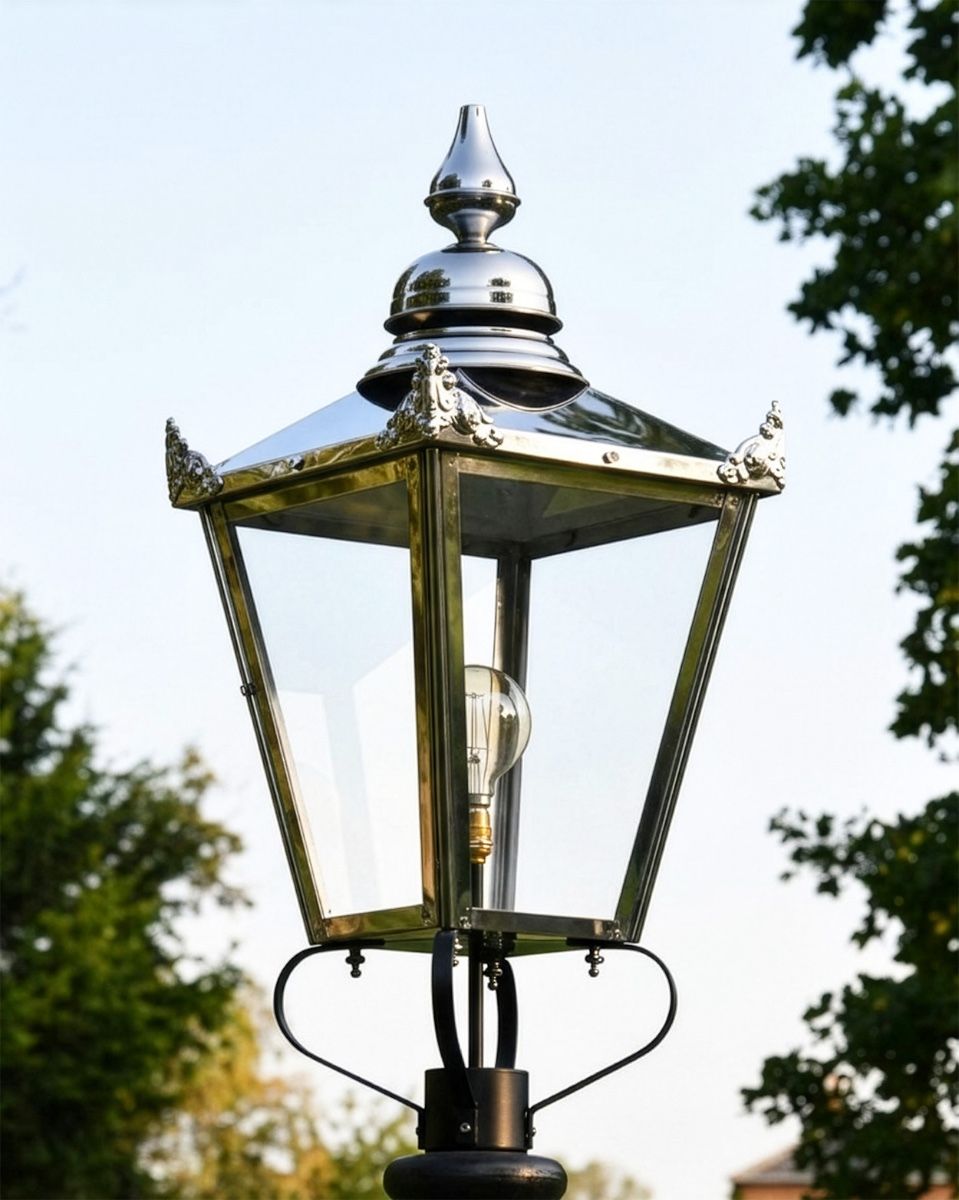Polished Nickel Victorian Lantern 87cm Digital Illustration