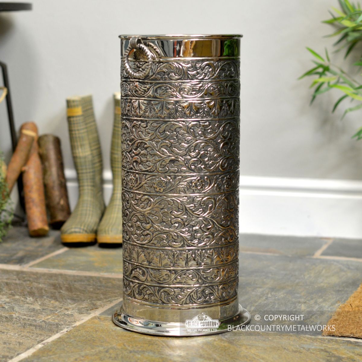 Antique Nickle Ornate Design Umbrella & Walking Stick Stand Antique Nickle Ornate Design Umbrella & Walking Stick Stand