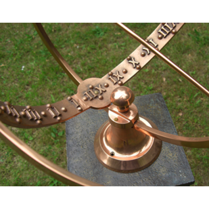 Polished Solid Copper Armillary in Use on a Plinth Polished Solid Copper Armillary in Use on a Plinth
