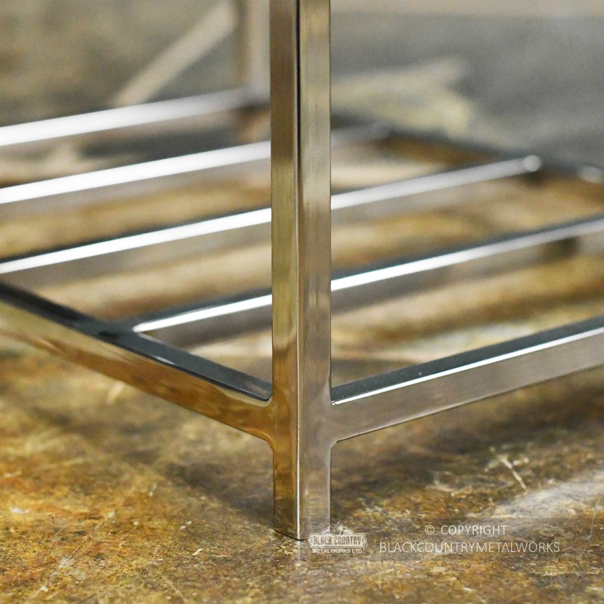 Polished Steel Contemporary Log Store Close Up Polished Steel Contemporary Log Store Close Up