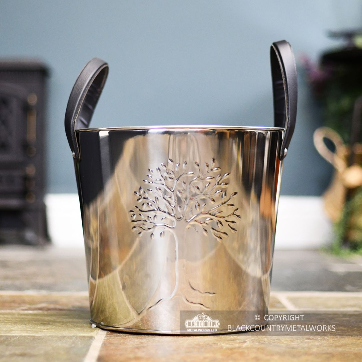 Small Polished Steel Log Basket Small Polished Steel Log Basket