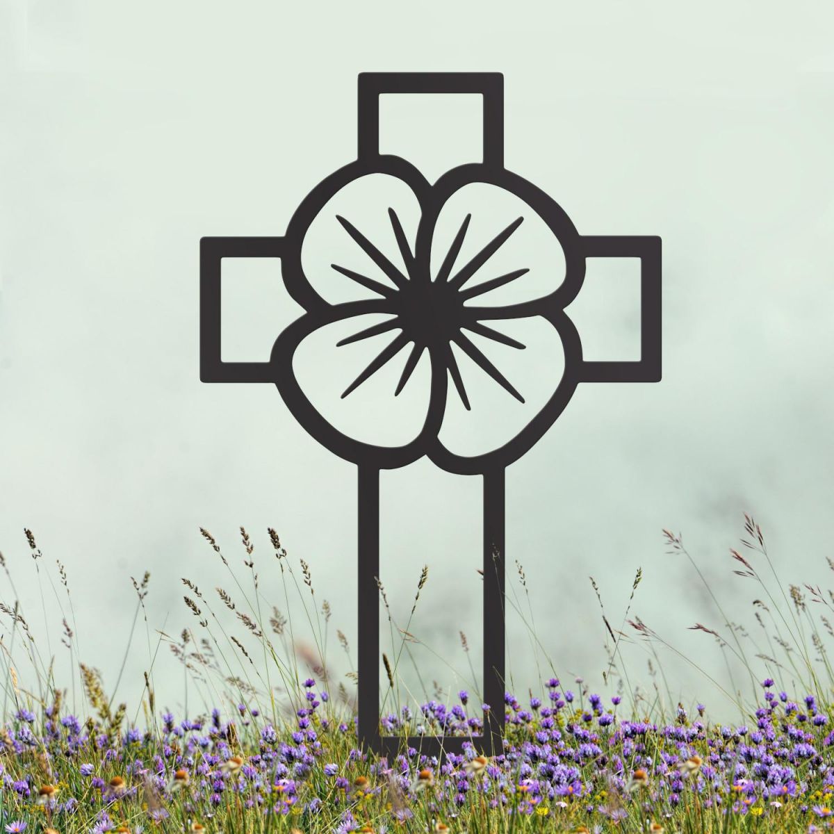 Black Ground Spike with Poppy Cross "Remembrance" Motif Black Ground Spike with Poppy Cross "Remembrance" Motif