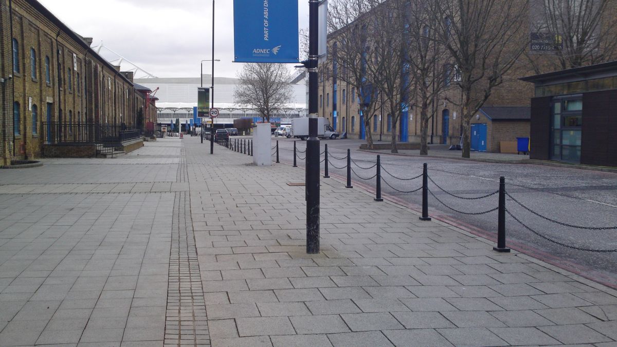 Large "Edinburgh" Bollard in Situ Next to a Road