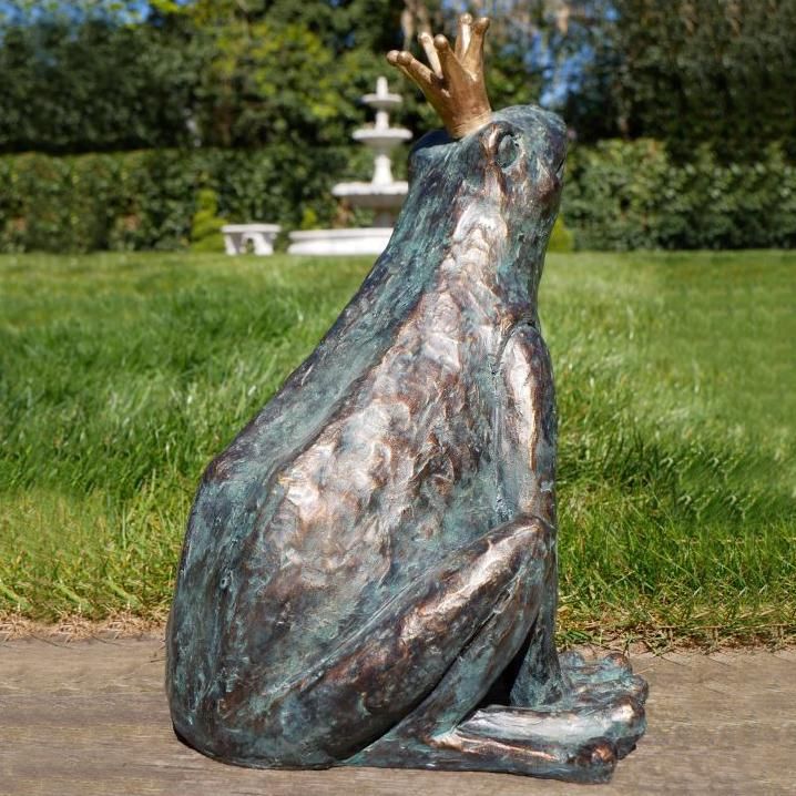 View of the Back of the Prince Frog Garden Sculpture
