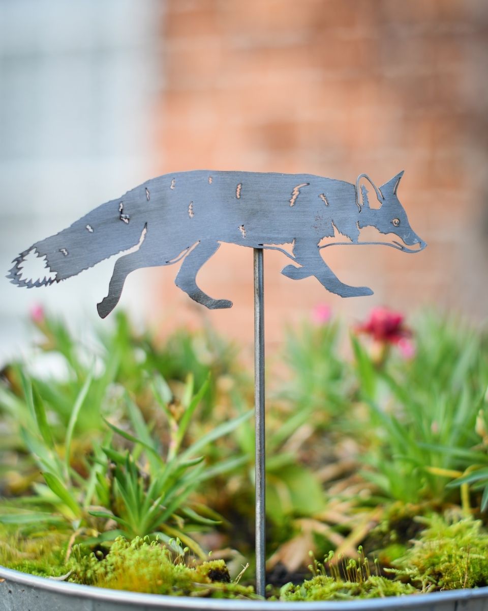 Prowling Fox Artistic Plant Pot Spike - Set of Two