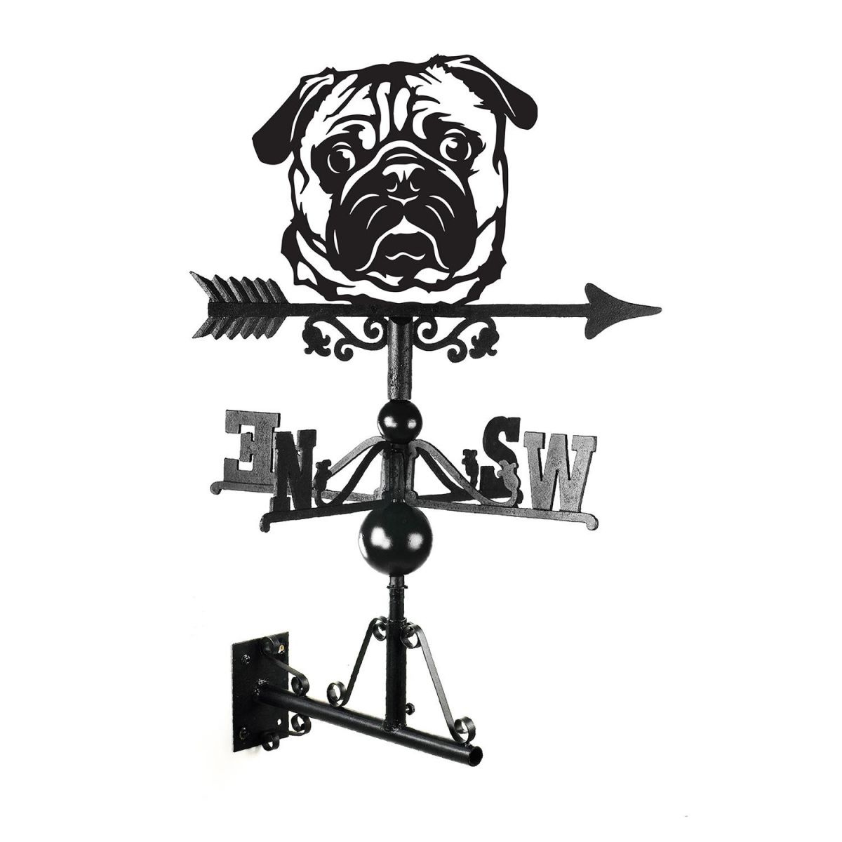 Pug Weathervane in a Black Finish