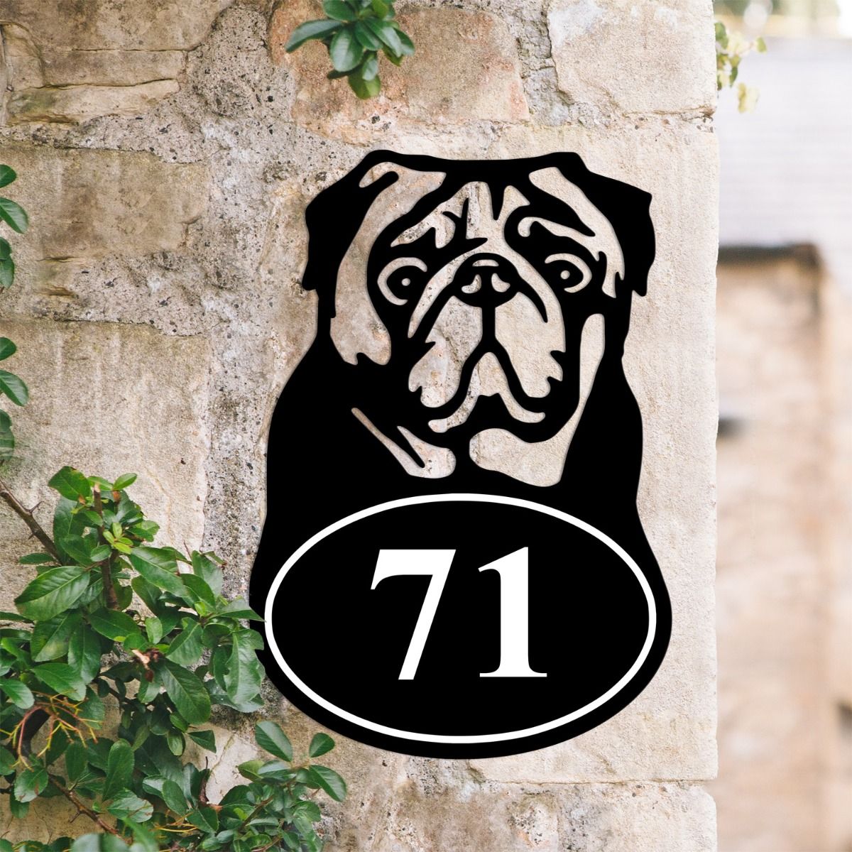Pug Iron House Number Sign