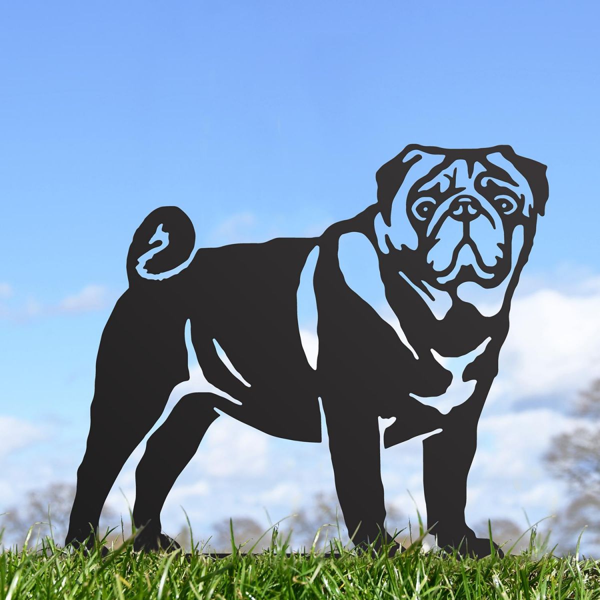 Pug Silhouette in Situ in a Field