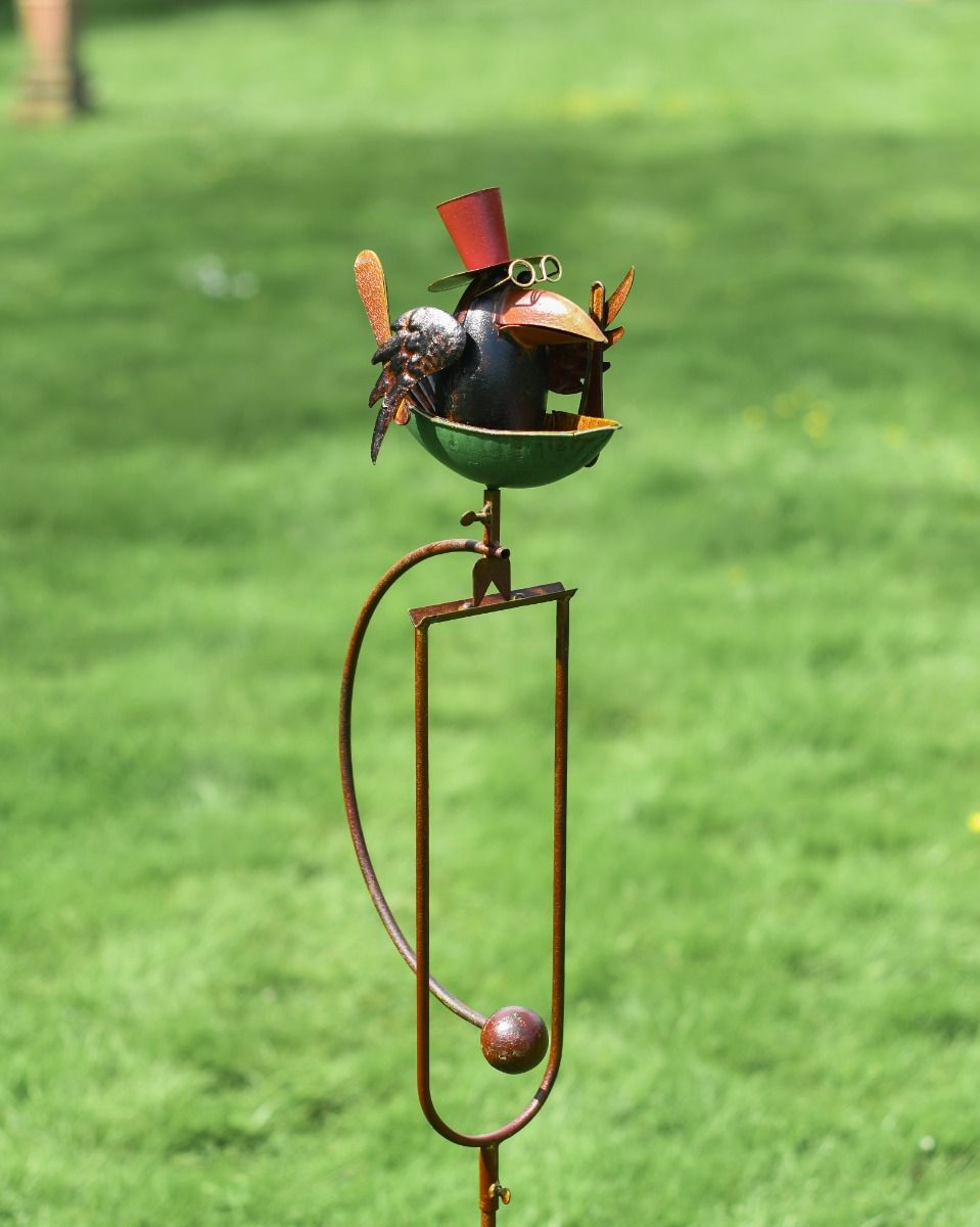 Metal "Whimsical Bird" Balancing Garden Spike
