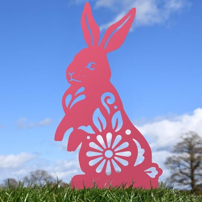 Floral Rabbit Silhouette in Pink
