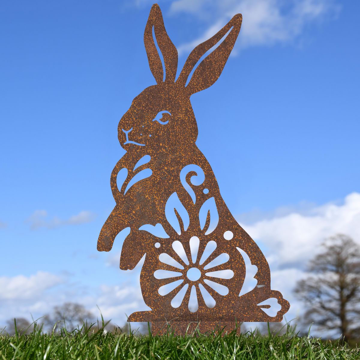 Rustic Floral Rabbit Silhouette 