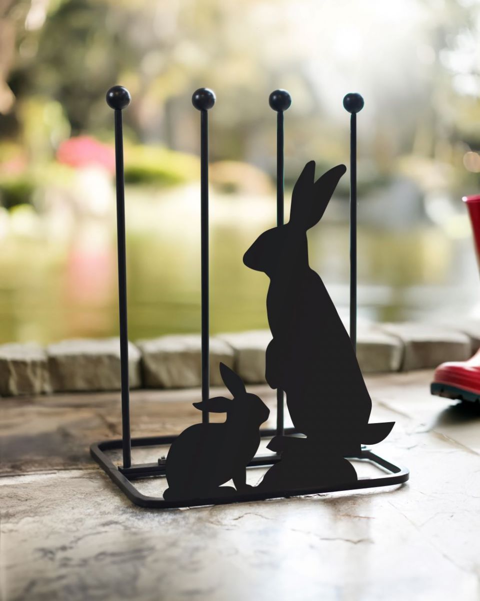Rabbit boot rack outside Rabbit boot rack outside