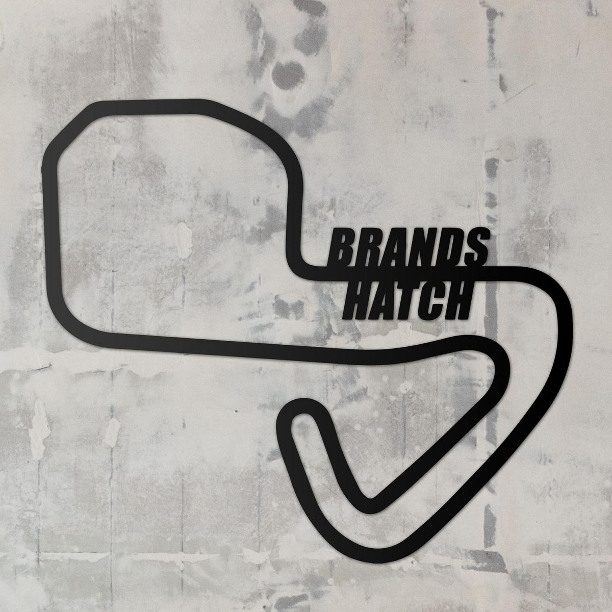 Brands Hatch Racing Circuit Wall Art on a Rustic Grey Wall Brands Hatch Racing Circuit Wall Art on a Rustic Grey Wall
