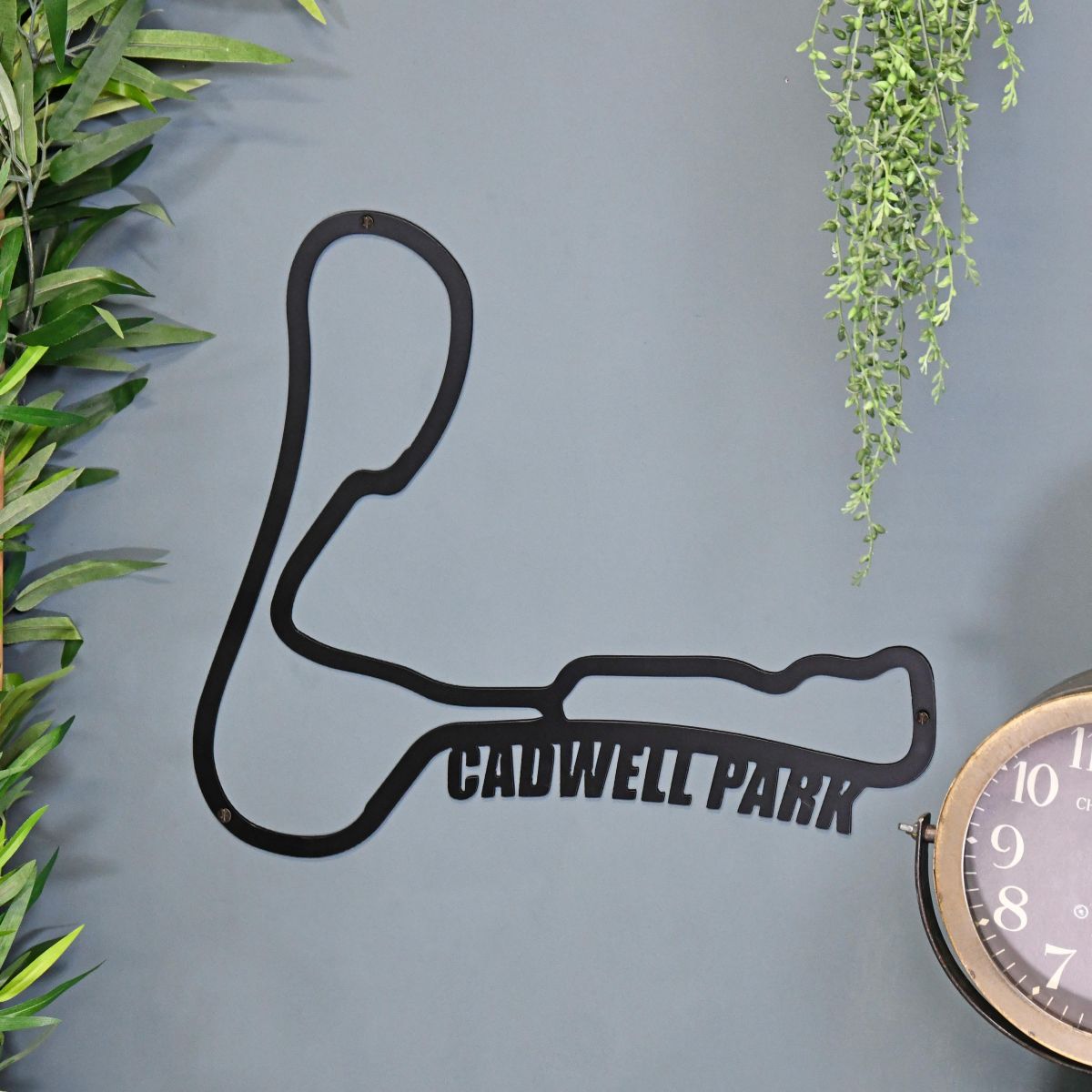 Cadwell Park Race Track Wall Art in Situ on Blue Wall