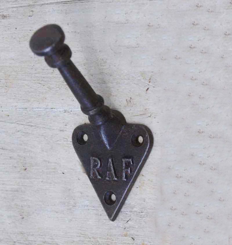 Iron Coat Hook With "RAF" Printed Into The Backplate Iron Coat Hook With "RAF" Printed Into The Backplate