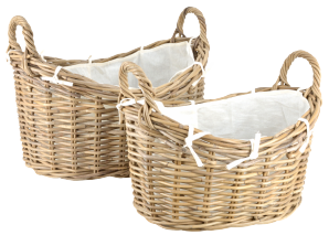 Set of Two Rattan Log Baskets 