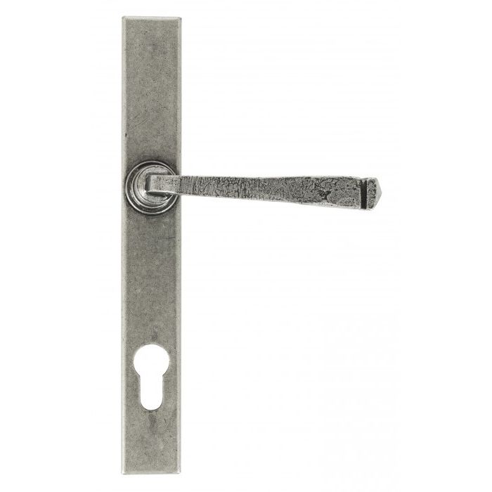 Sprung Slimline Lever Espagnolette Lock Set Pewter Exterior