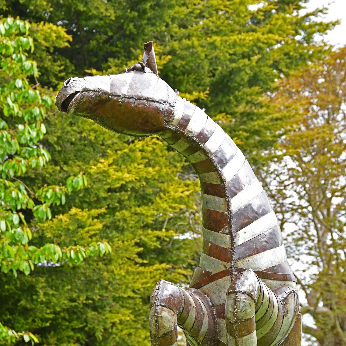 Close-up of theNeck on the Rearing Metal Zebra Sculpture