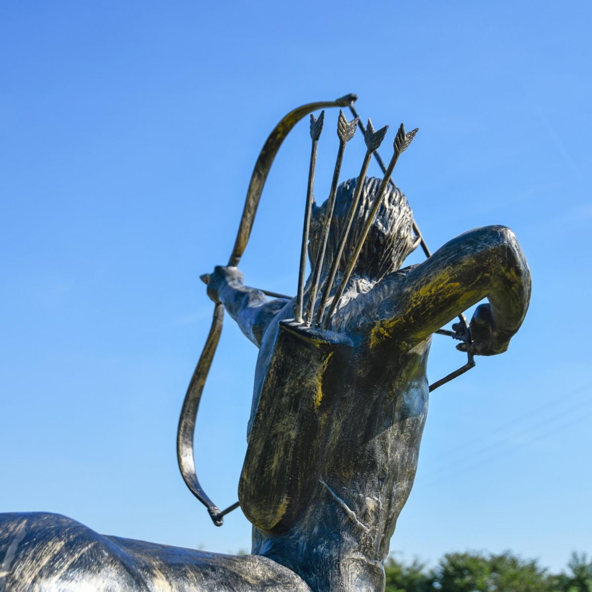 Rear View of Recycled Cast Aluminium Brushed Gold "Archer" Centaur Sculpture