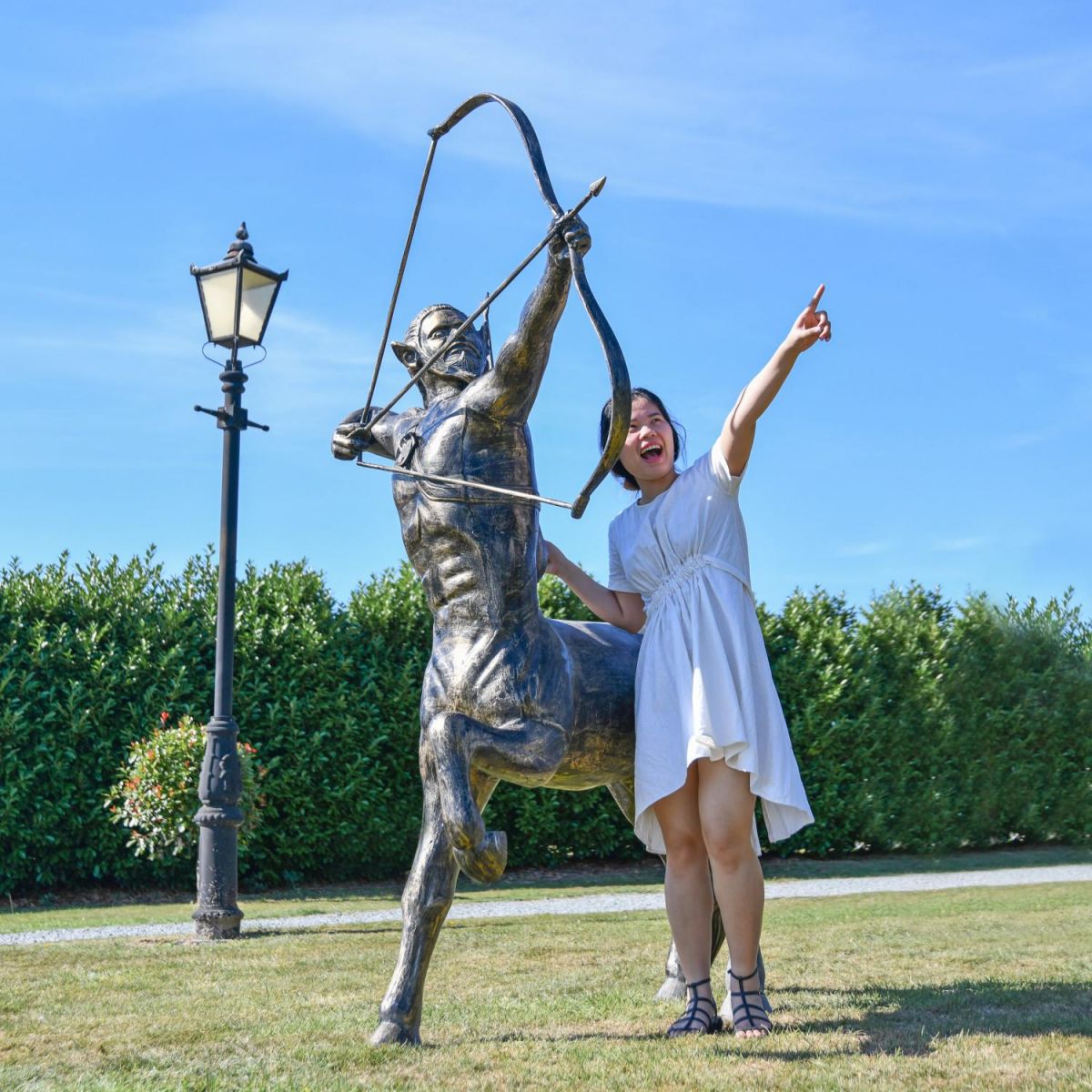 Scale Shot of Recycled Cast Aluminium Brushed Gold "Archer" Centaur Sculpture