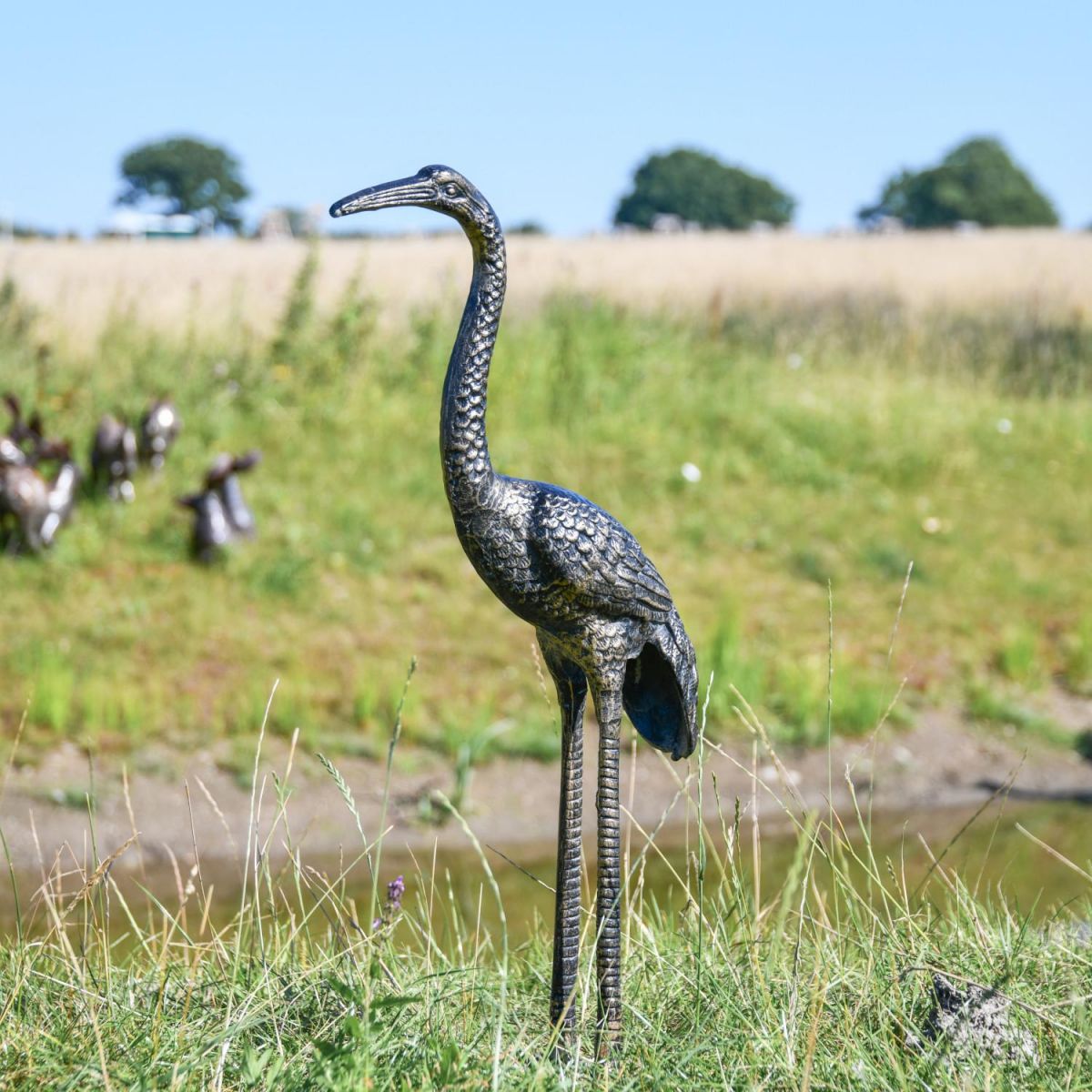 Recycled Cast Aluminium Brushed Gold Goliath Heron Sculpture