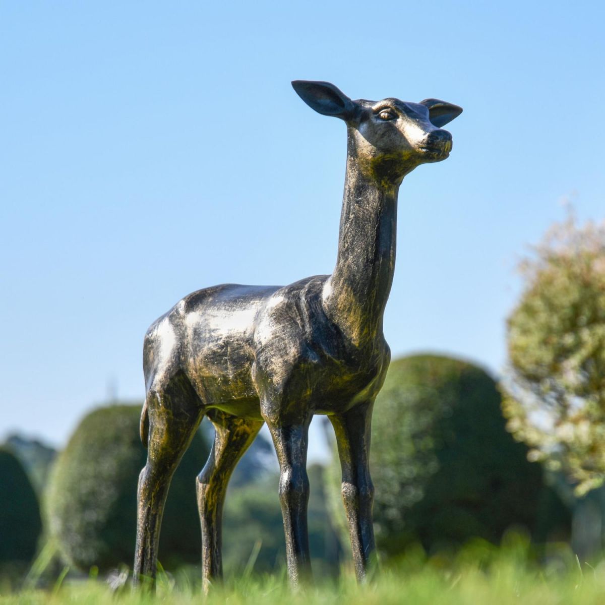 Recycled Cast Aluminium Brushed Gold Regal Doe Sculpture Recycled Cast Aluminium Brushed Gold Regal Doe Sculpture