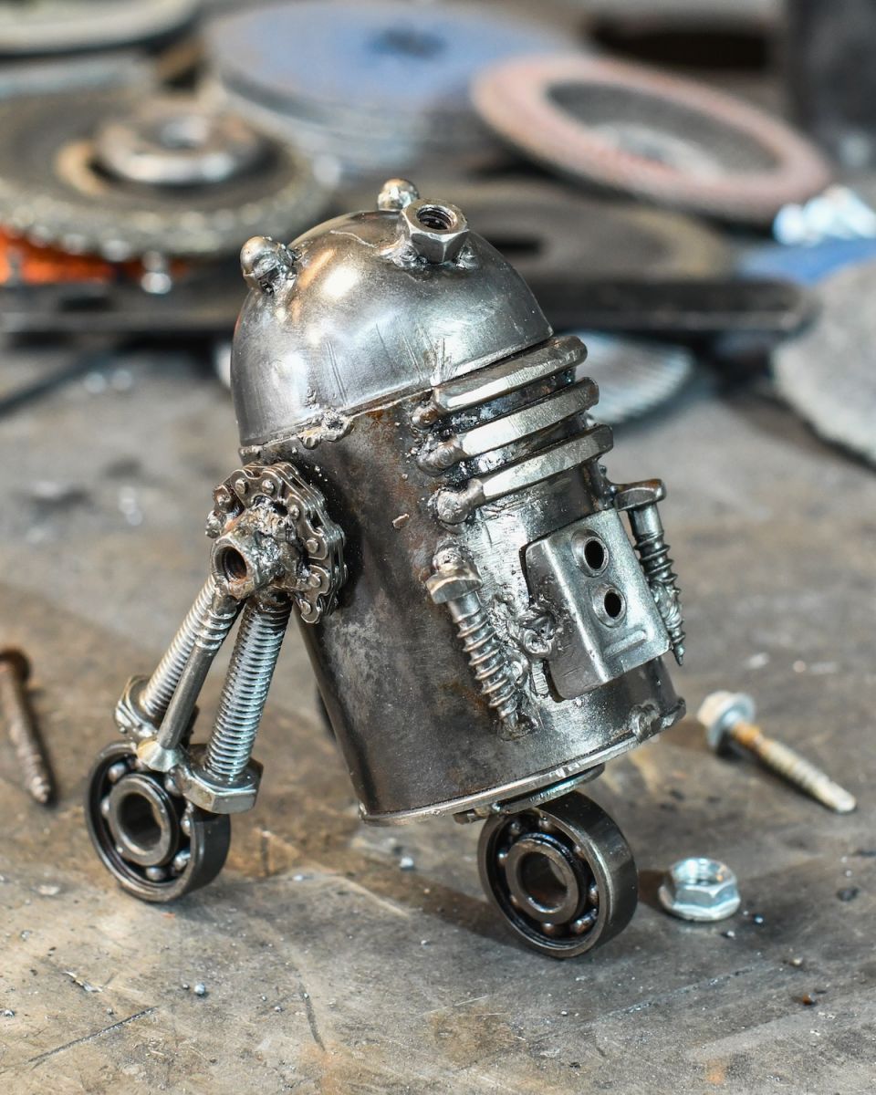 Recycled Metal Android Sculpture