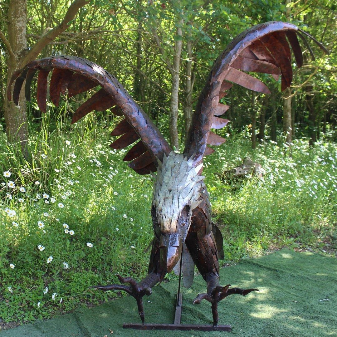 Recycled Metal Flying Eagle Sculpture in Situ