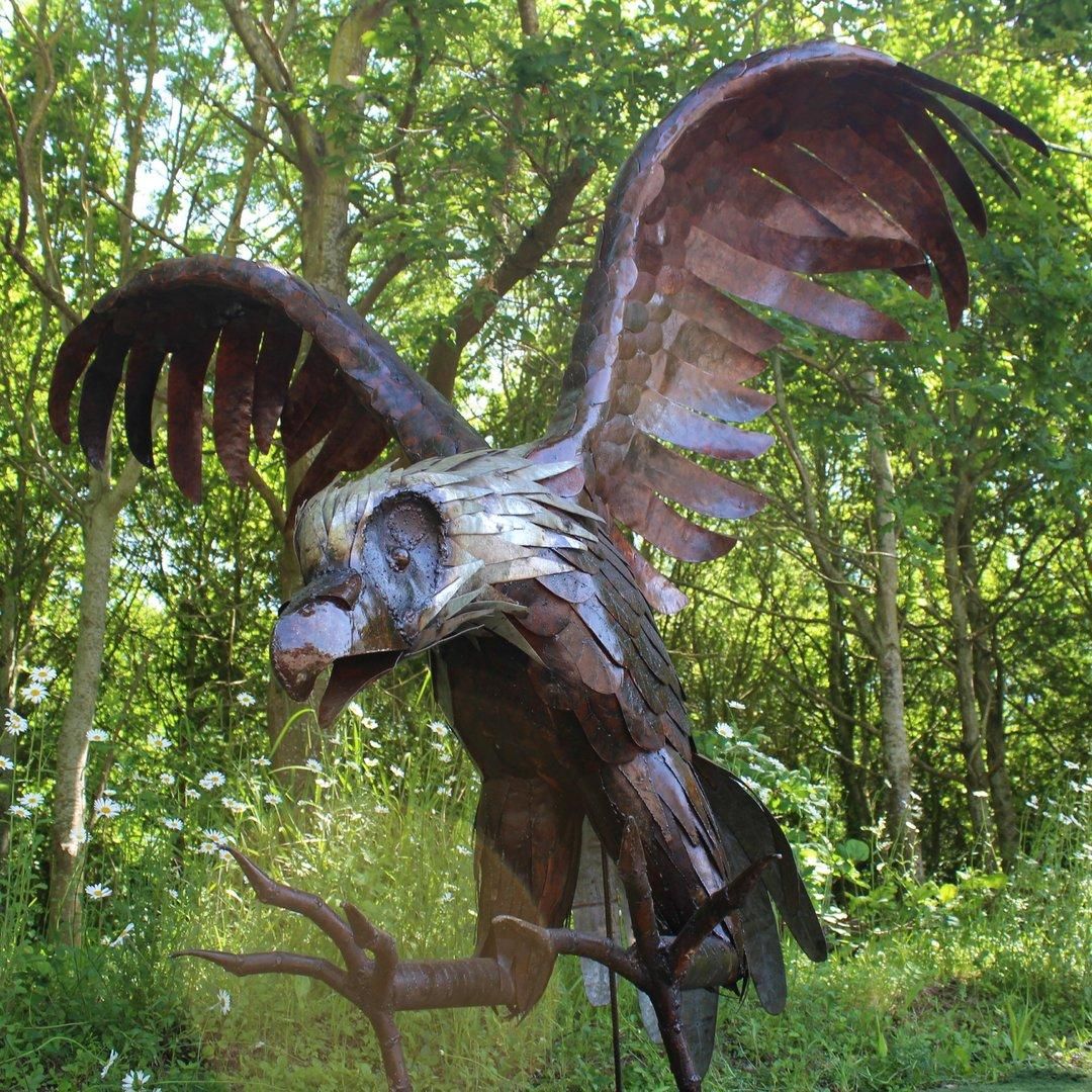 Flying Eagle Sculpture Created out of Recycled Metal 