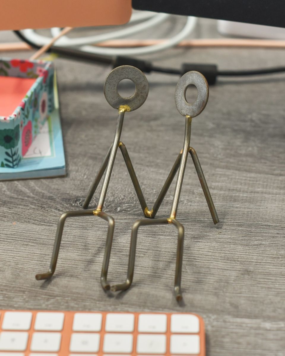 Recycled Metal "Hand in Hand" Phone Stand