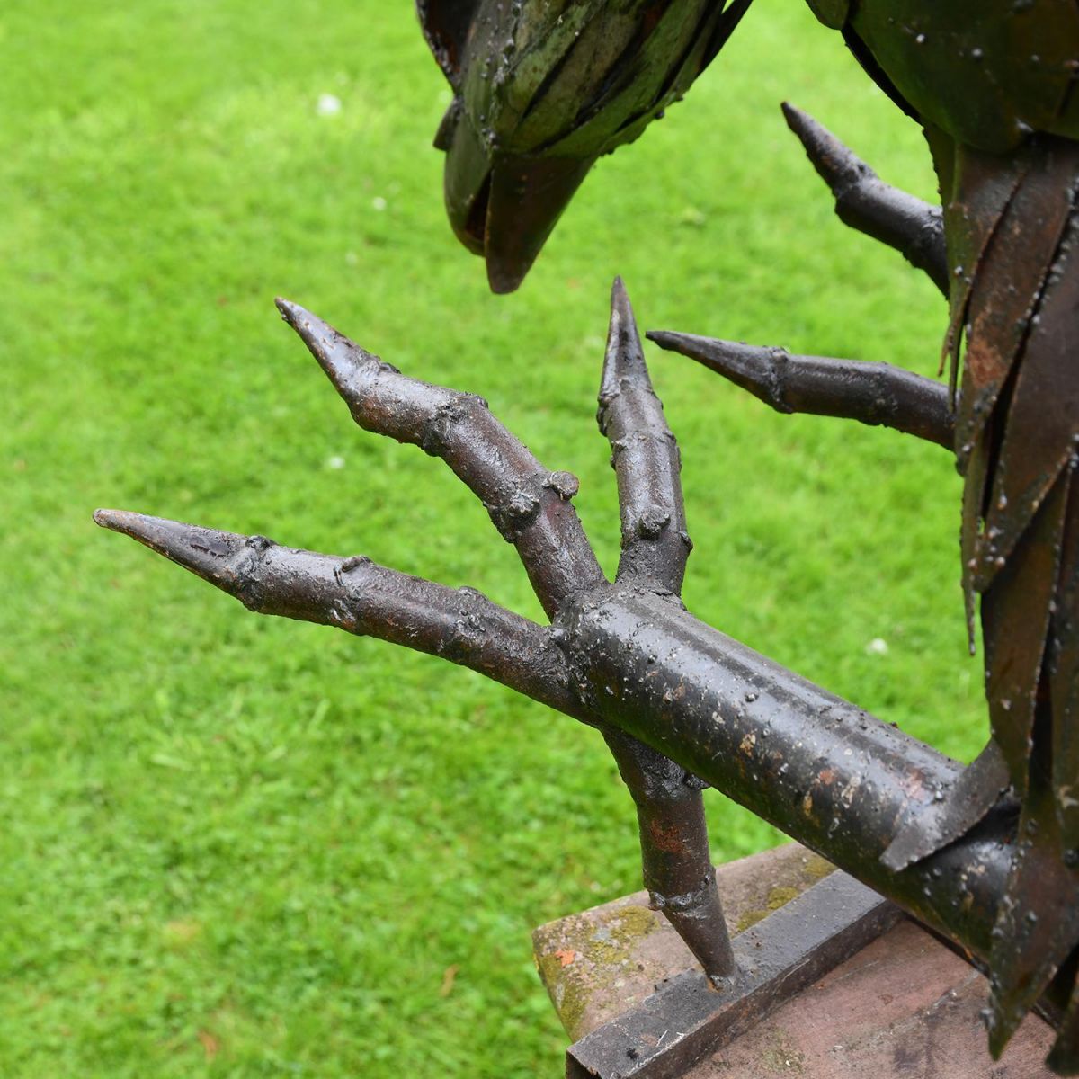 Close-up of the Feet on the Recycled Metal Life Size Eagle