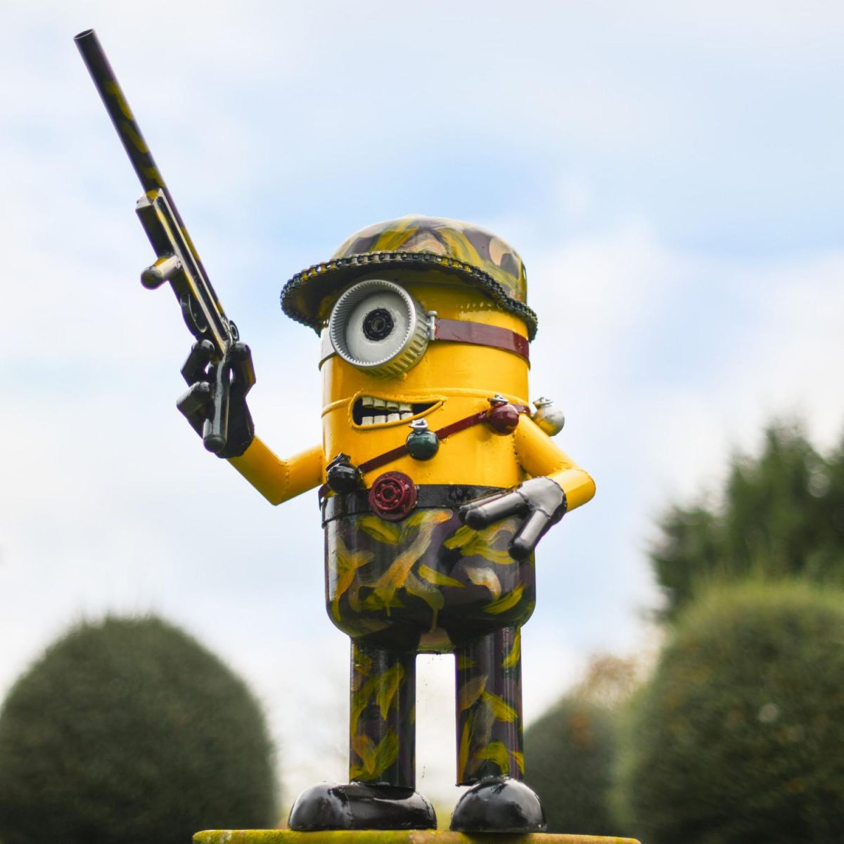 Recycled Metal "Lone Soldier" Minion Sculpture