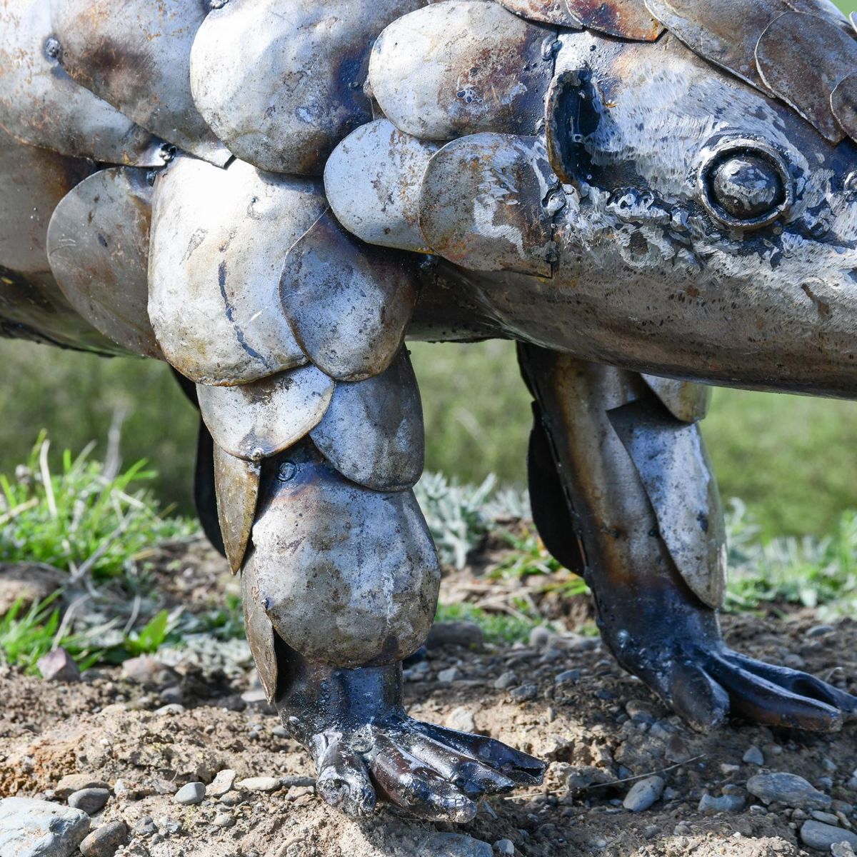 Close-up of the head of the Recycled Metal Pangolin 
