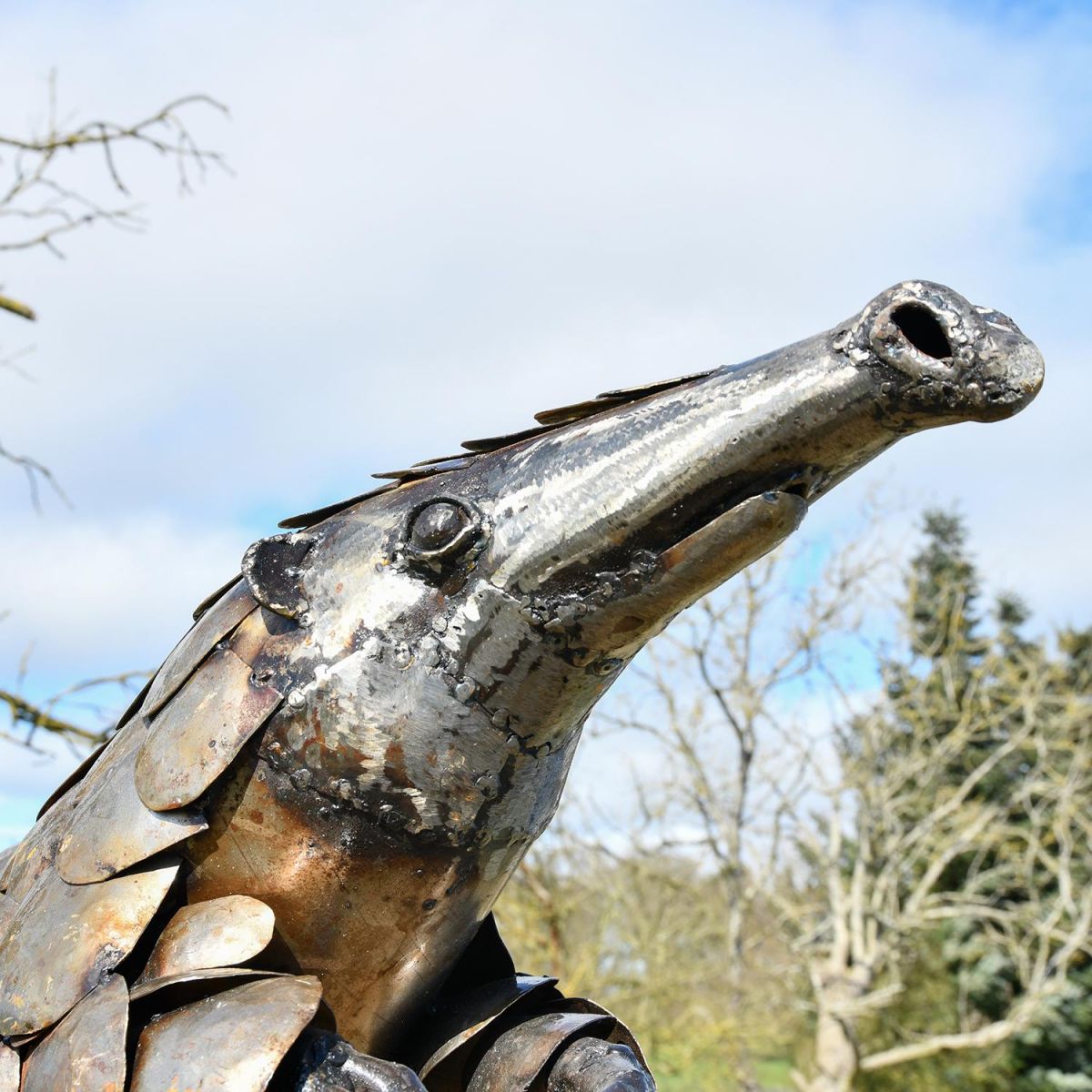 close-up of the head of the Recycled Metal Pangolin 