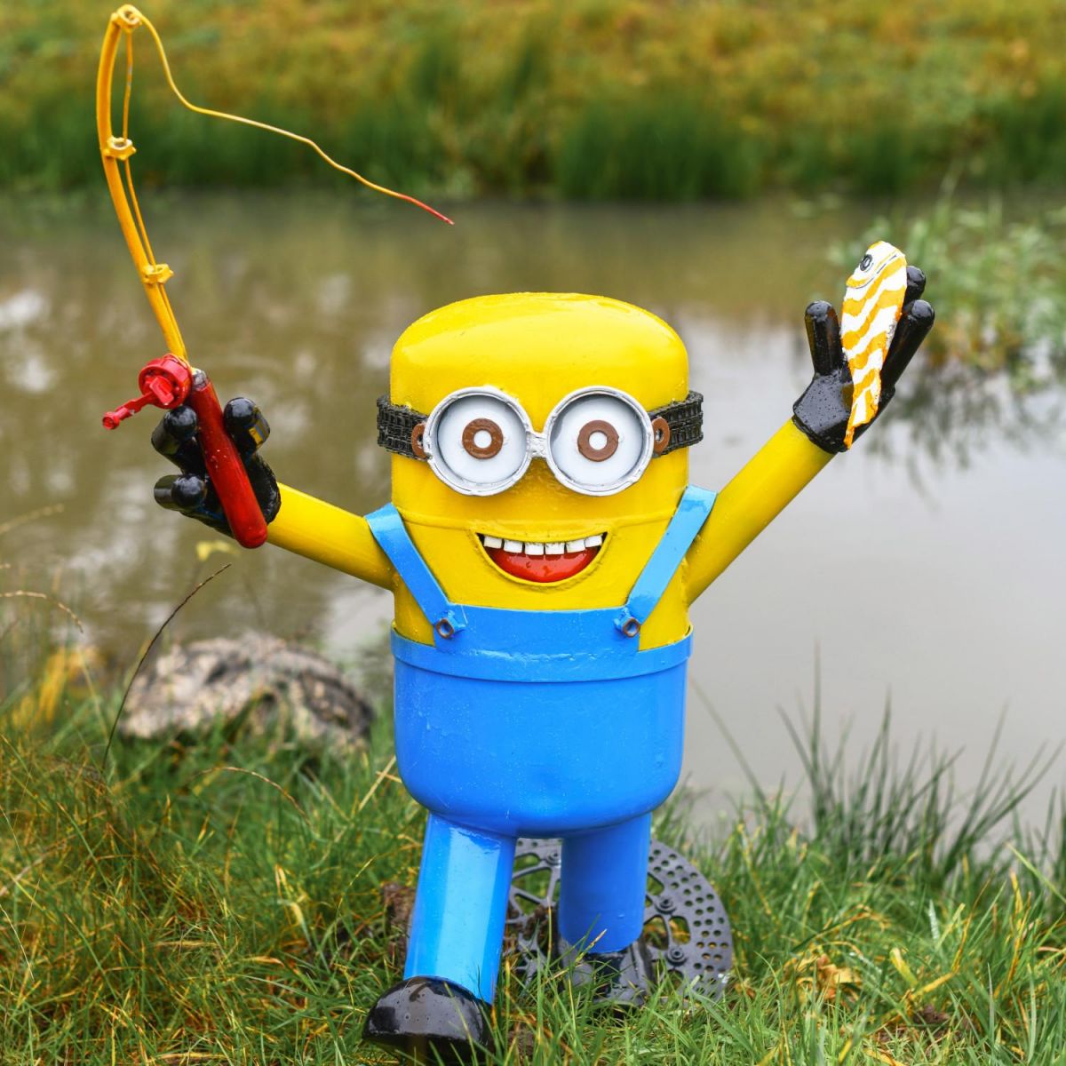 Recycled Metal Proud Fisherman Henchman Sculpture