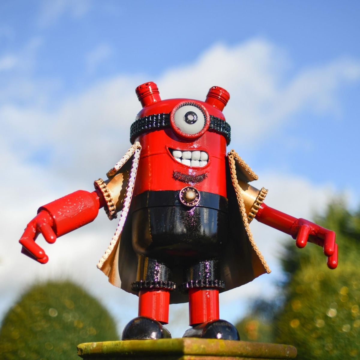 Recycled Metal Red Devil Henchman Sculpture