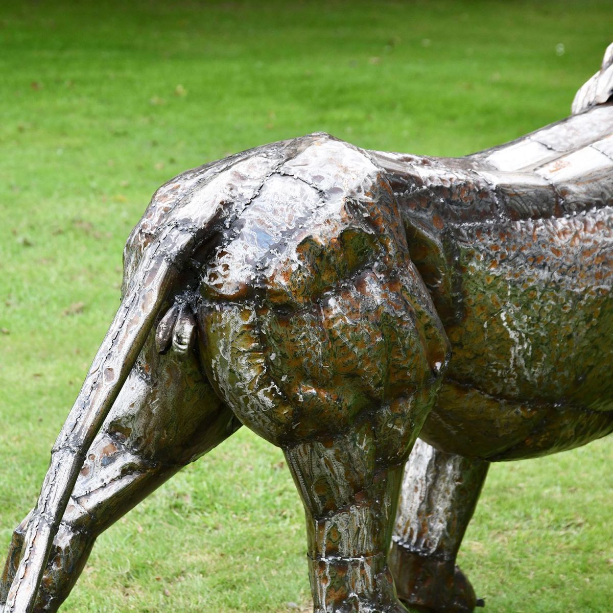 Back of the Recycled Metal Roaring Lion Sculpture