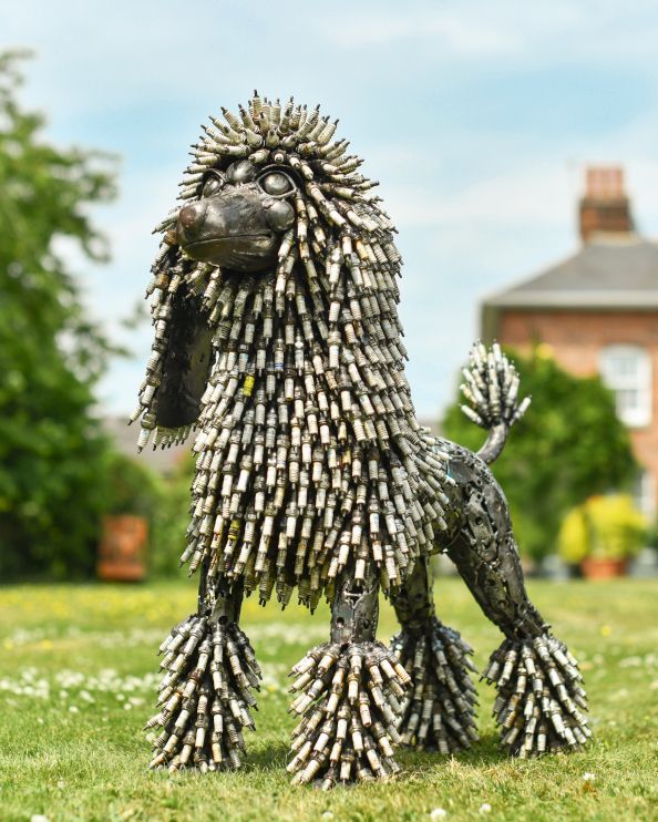 Recycled Spark Plug Poodle Sculpture