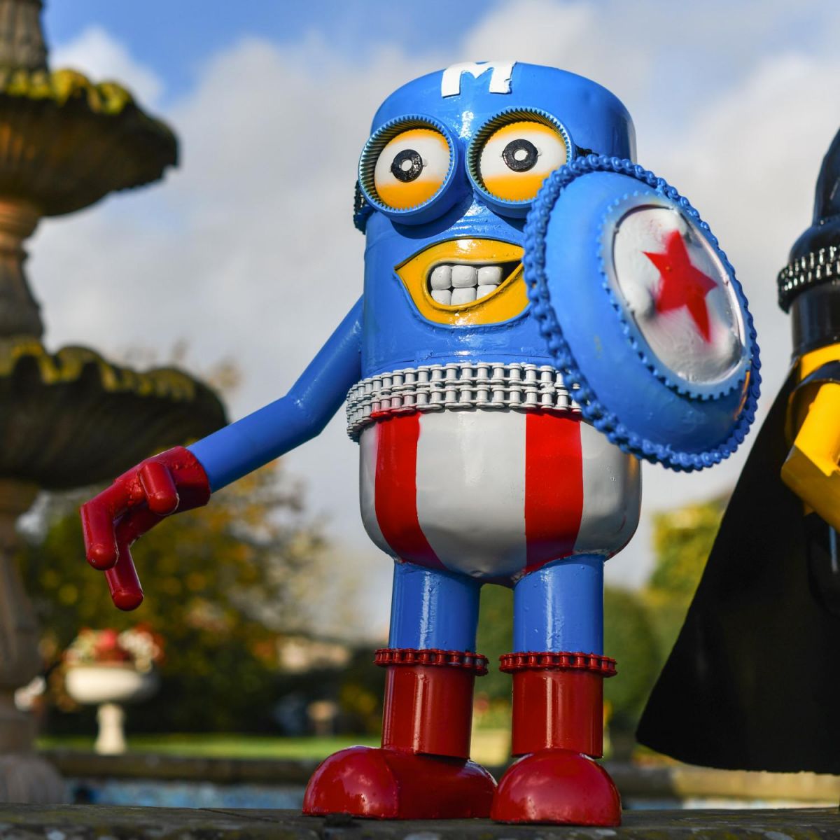 Recycled Metal Star-Spangled Captain Henchman Sculpture Recycled Metal Star-Spangled Captain Henchman Sculpture