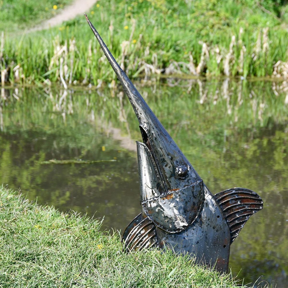 Recycled Metal Sword Fish Sculpture in Situ Recycled Metal Sword Fish Sculpture in Situ