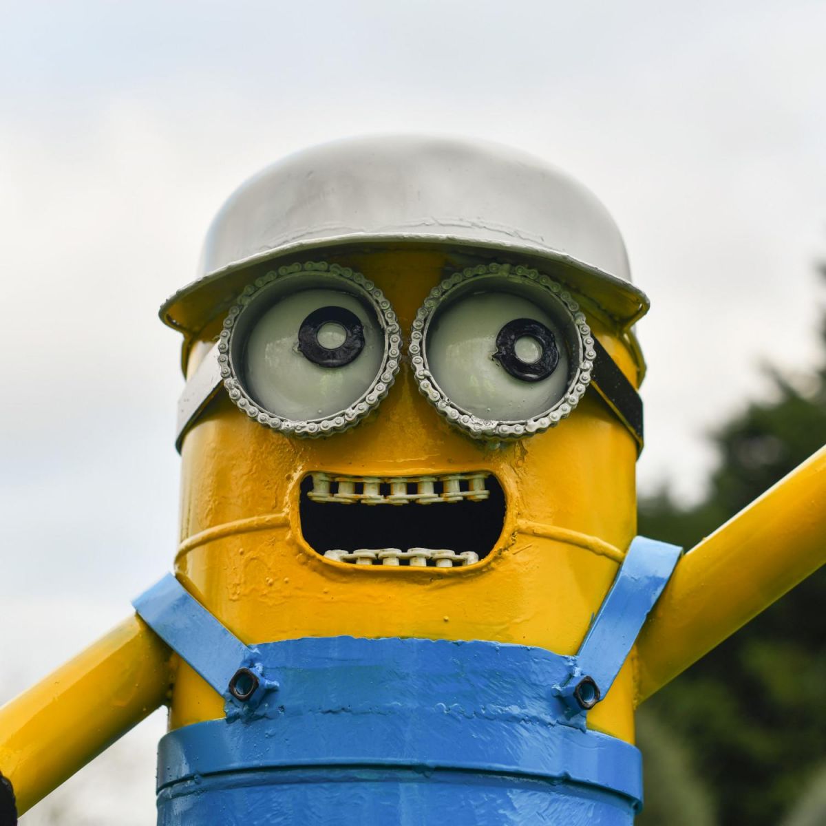 Close-Up of Recycled Metal "Town Planner" Minion Sculpture Close-Up of Recycled Metal "Town Planner" Minion Sculpture