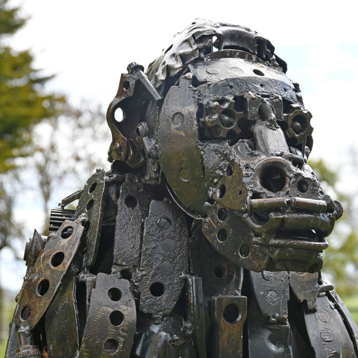 Close-up of the Face of the Gorilla Sculpture