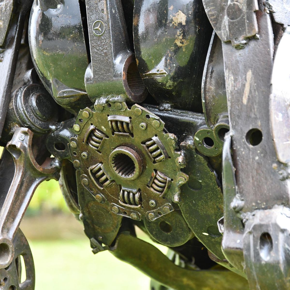 Close up of the Recycled Metal Parts on the Gorilla Sculpture